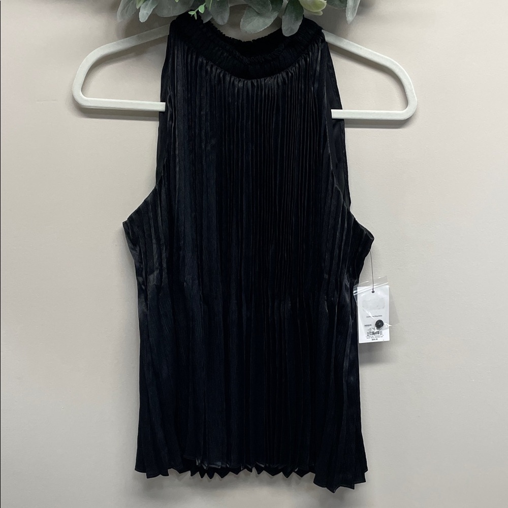 NWT Nine West Mock Neck Pleated Sleeveless Blouse Top M